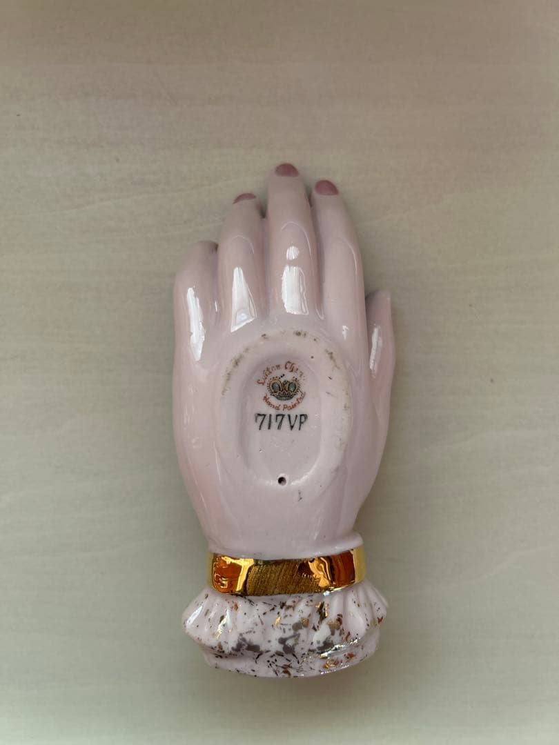 希少　陶器製手形小物入れ ハンドトレイ　スミレの花