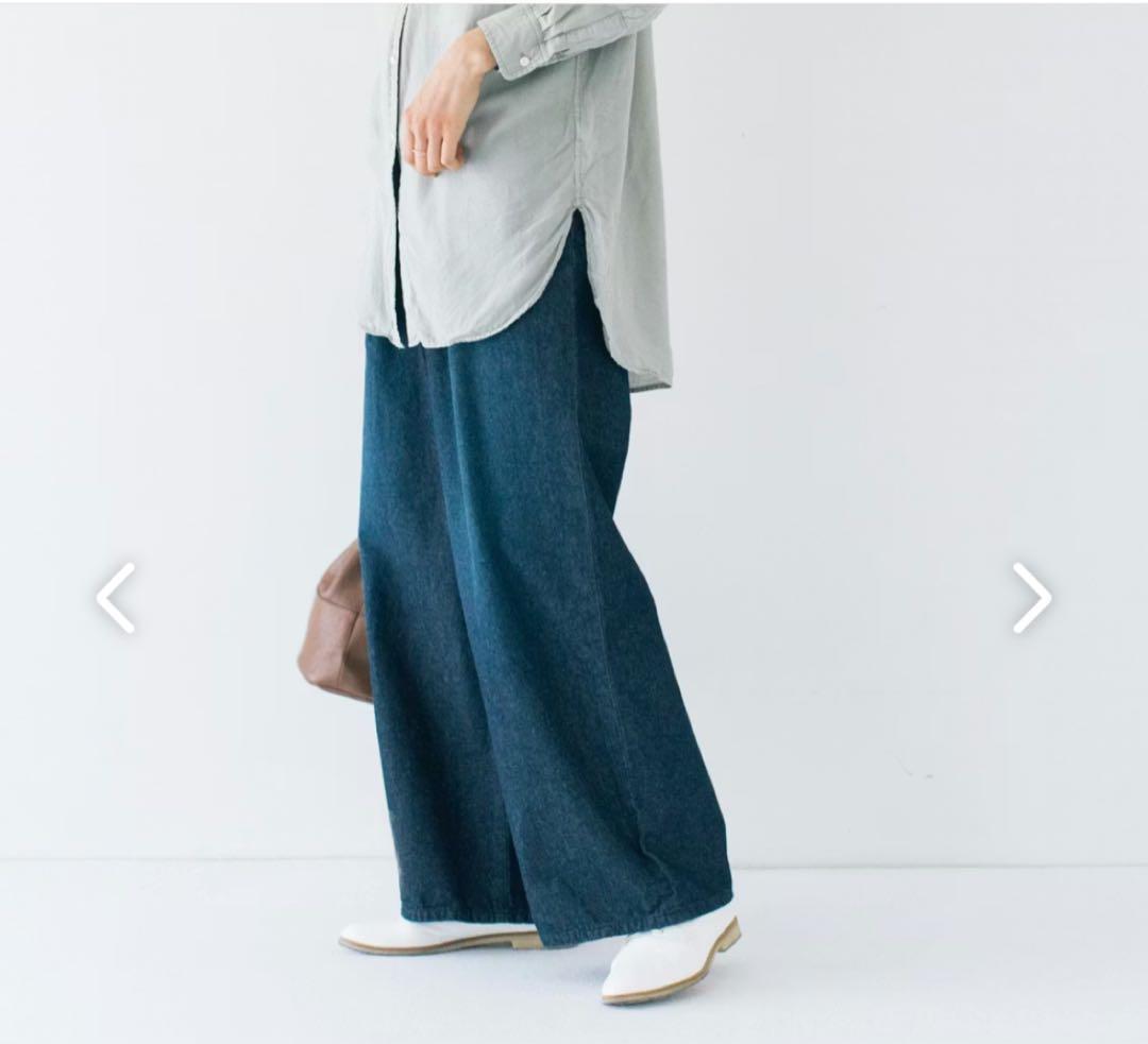 【美品✨】北欧、暮らしの道具店 すっきり見えインタックのワイドデニム 岡山デニム