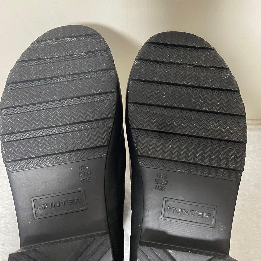 【美品】HUNTER レインブーツロングタイプ EU39 黒 BK ブラック