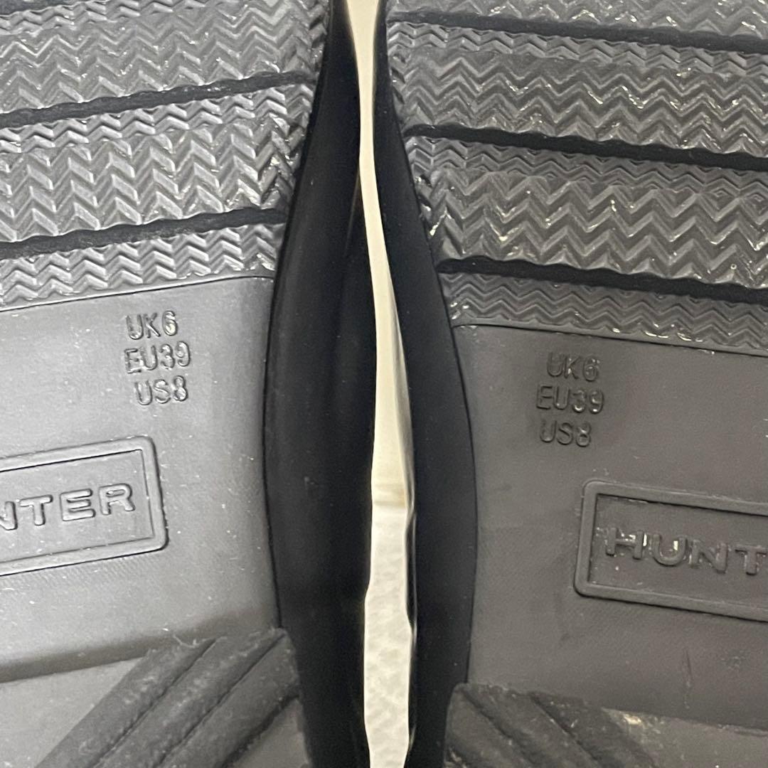 【美品】HUNTER レインブーツロングタイプ EU39 黒 BK ブラック