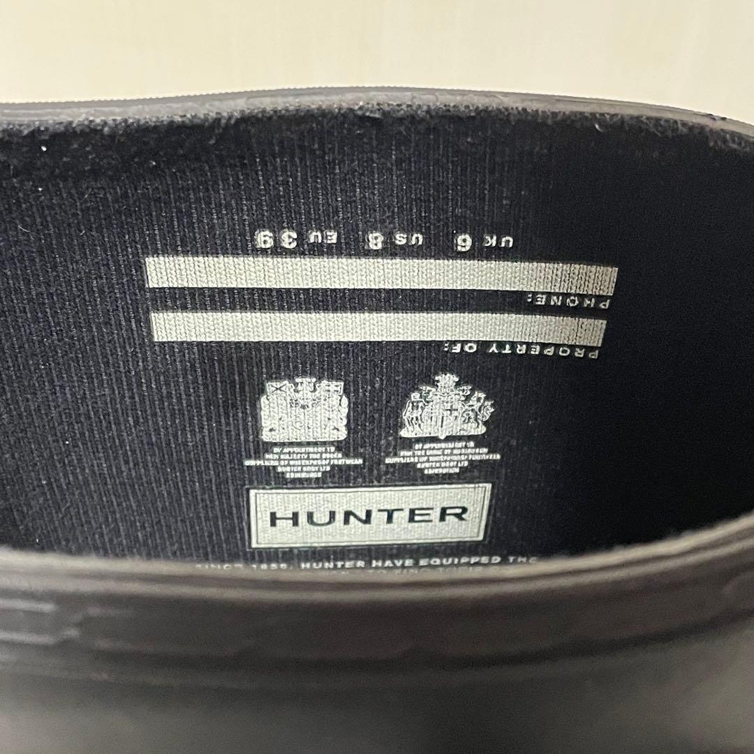 【美品】HUNTER レインブーツロングタイプ EU39 黒 BK ブラック