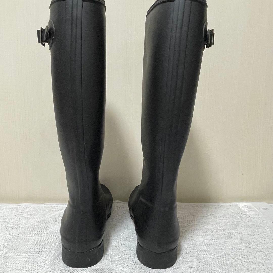 【美品】HUNTER レインブーツロングタイプ EU39 黒 BK ブラック