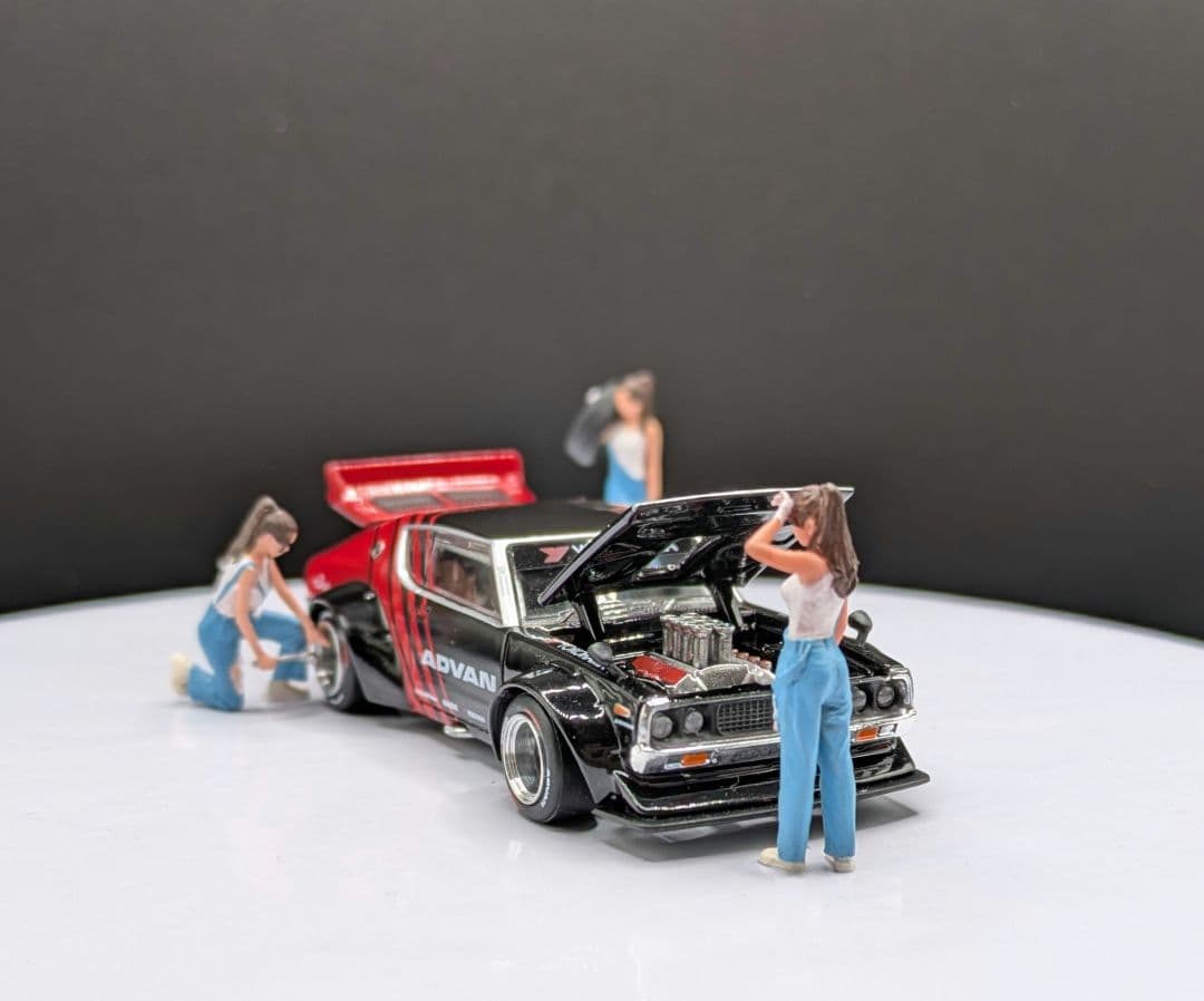1/64 POPRACE ケンメリ (ADVAN) ＆女性整備士フィギュア