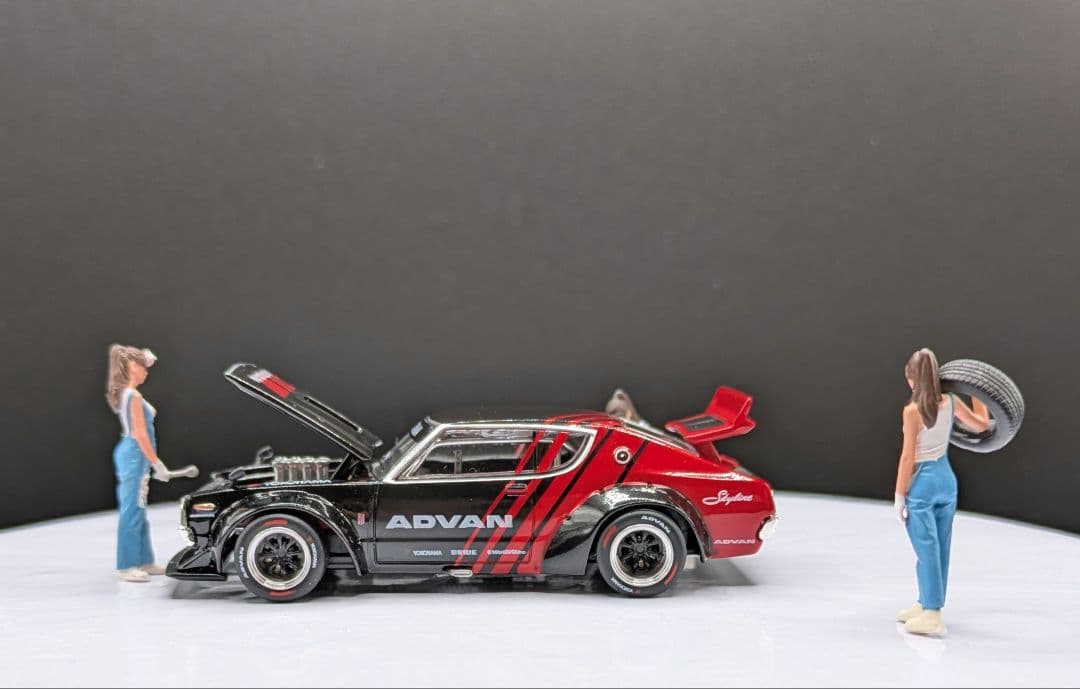 1/64 POPRACE ケンメリ (ADVAN) ＆女性整備士フィギュア