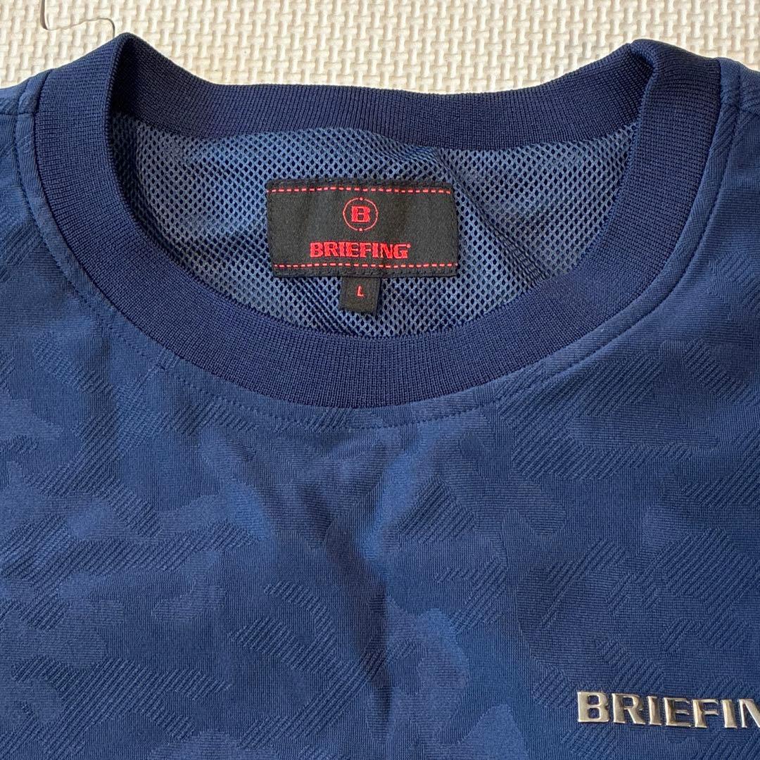 BRIEFINGブリーフィング 長袖トップス L ネイビー カモフラ ストレッチ