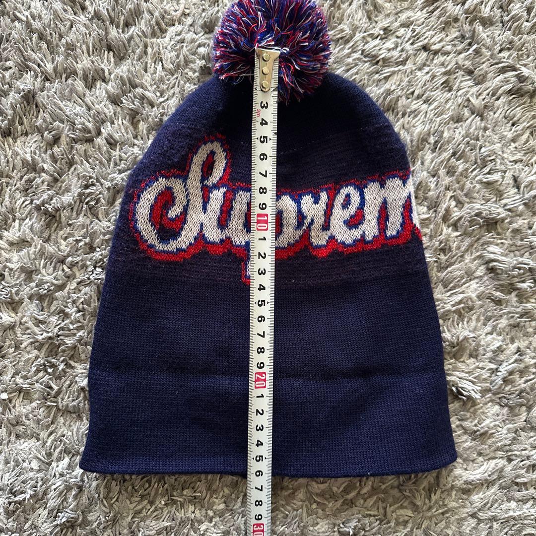 Supreme ニット帽 ボンボン ネイビー　ニットキャップ　紙タグ　usa製