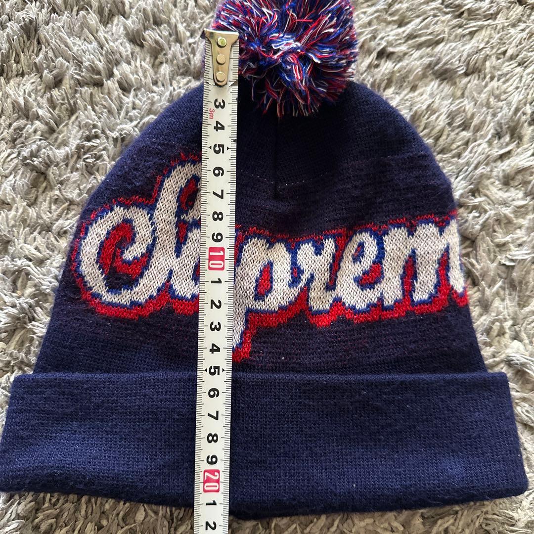 Supreme ニット帽 ボンボン ネイビー　ニットキャップ　紙タグ　usa製