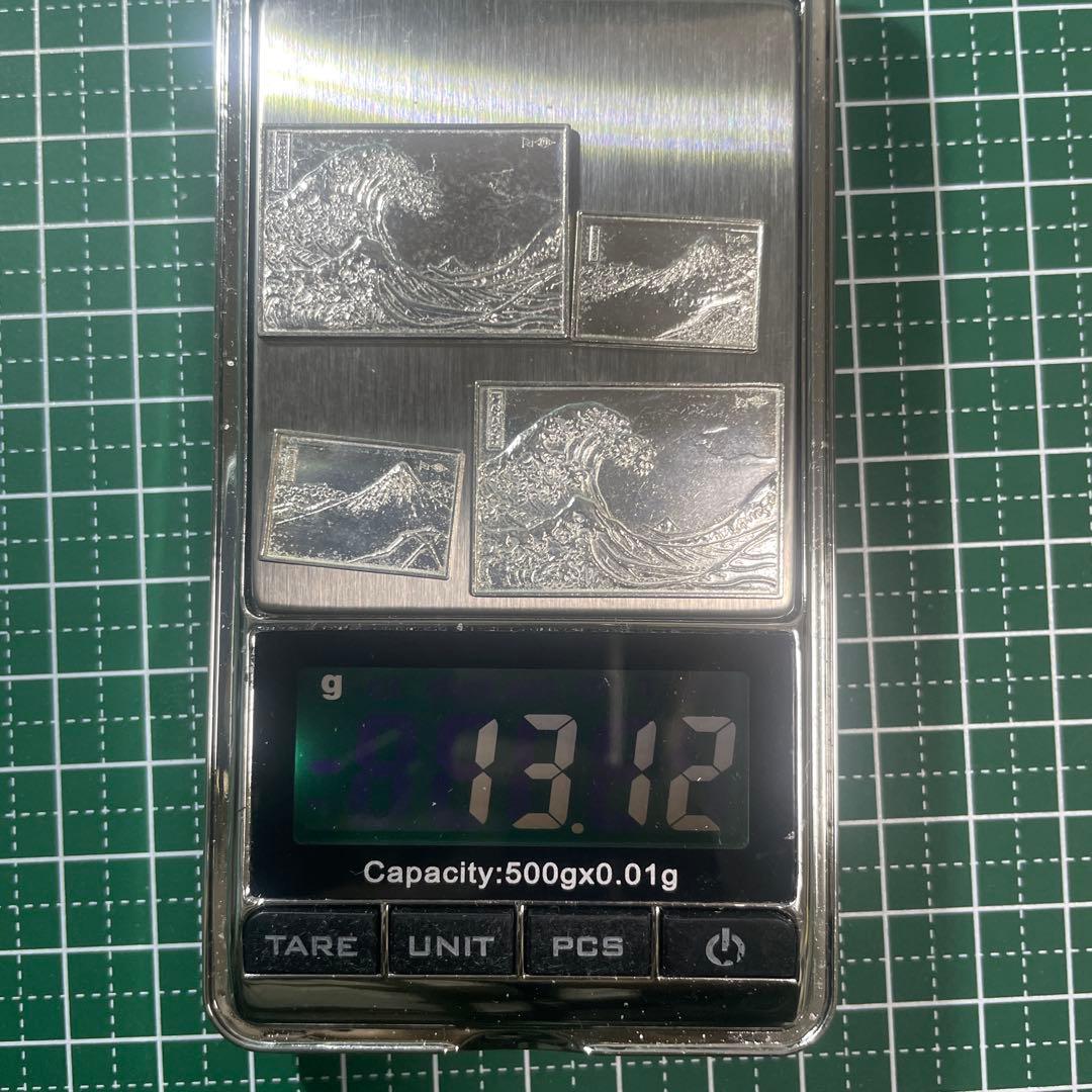 純銀レリーフ プレート ミニ 日本画彫刻4枚セット 13.12g ホールマーク有