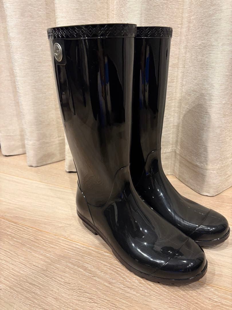 UGG アグ レインブーツ 黒 長靴 25cm