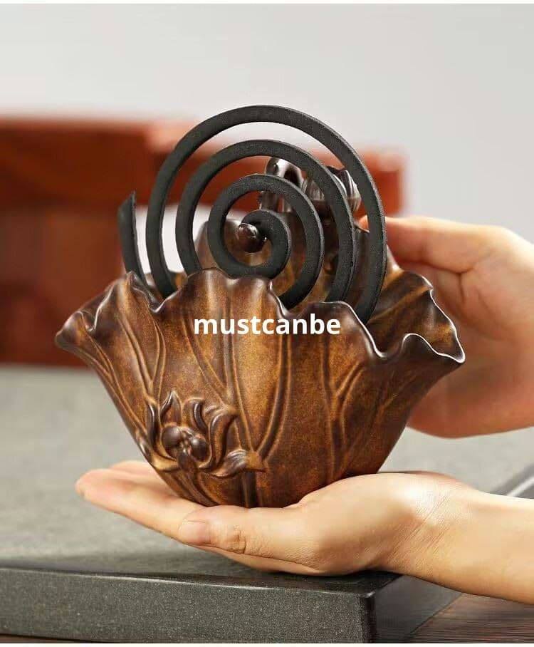 陶磁 蓮花香炉 禅意香炉 茶道具 香道具 装飾品 工芸品 置物