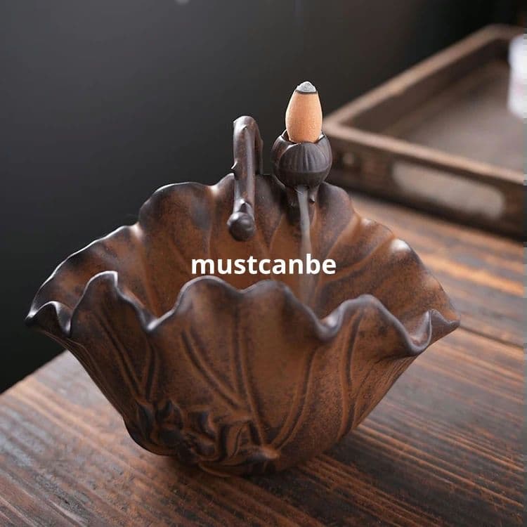 陶磁 蓮花香炉 禅意香炉 茶道具 香道具 装飾品 工芸品 置物