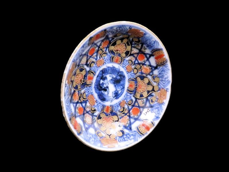 古伊万里　金襴手　団龍紋に花の図　豆皿　AS-CIy