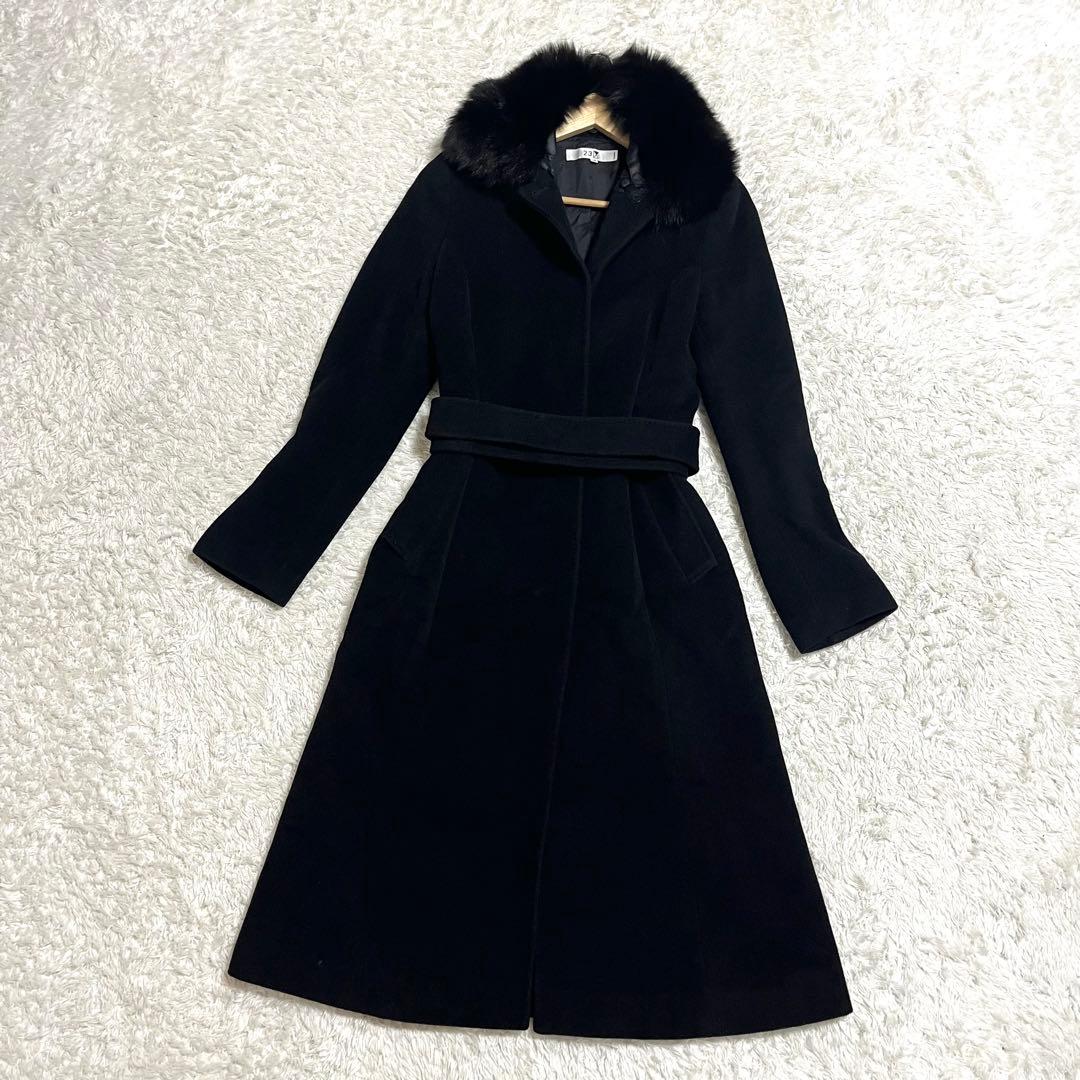 ま*り様 ✨美品✨23区 アンゴラ混ロングコート フォックスファー ベルト付き