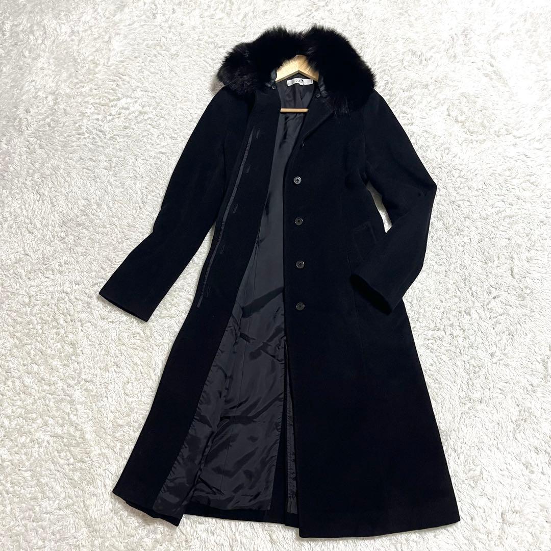ま*り様 ✨美品✨23区 アンゴラ混ロングコート フォックスファー ベルト付き