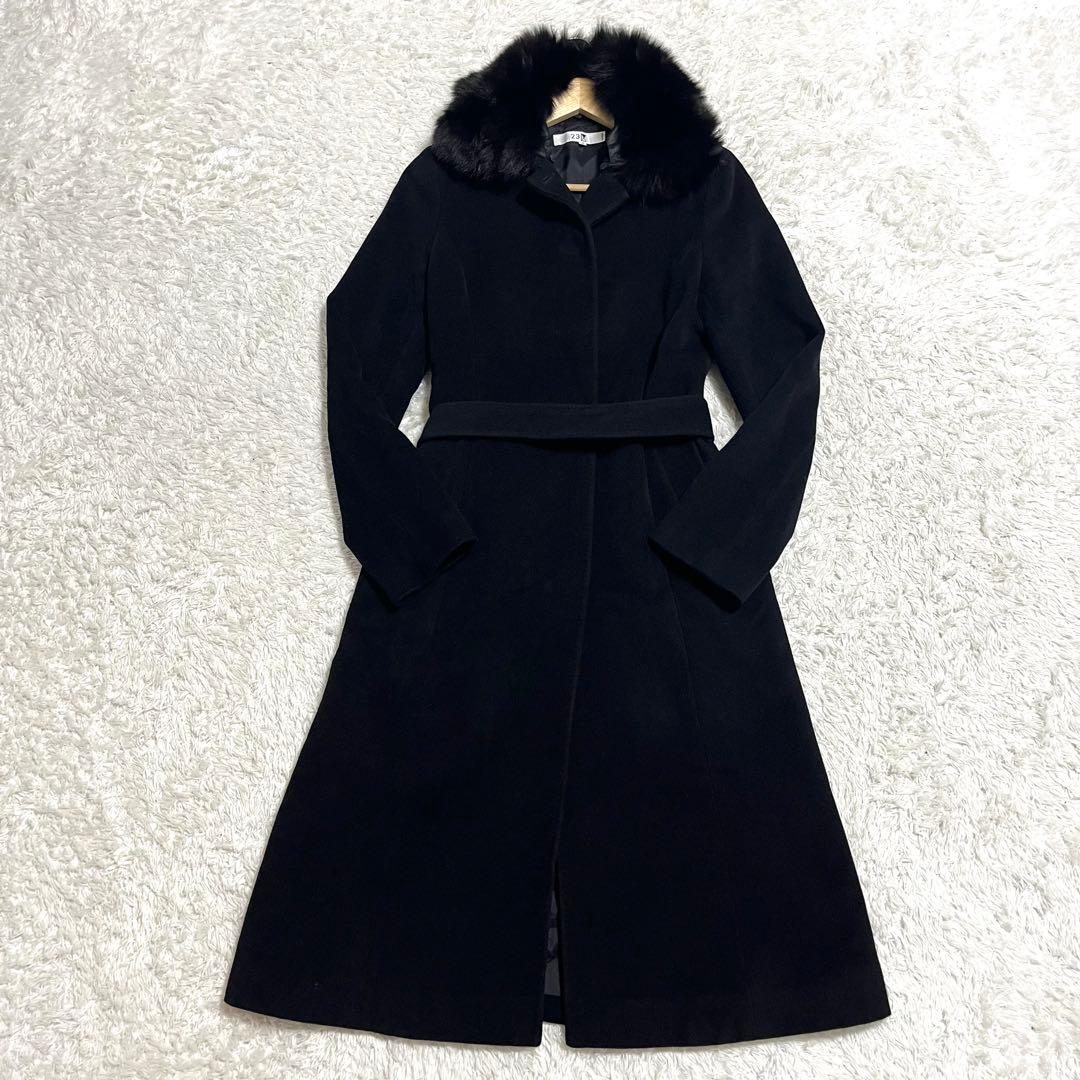 ま*り様 ✨美品✨23区 アンゴラ混ロングコート フォックスファー ベルト付き
