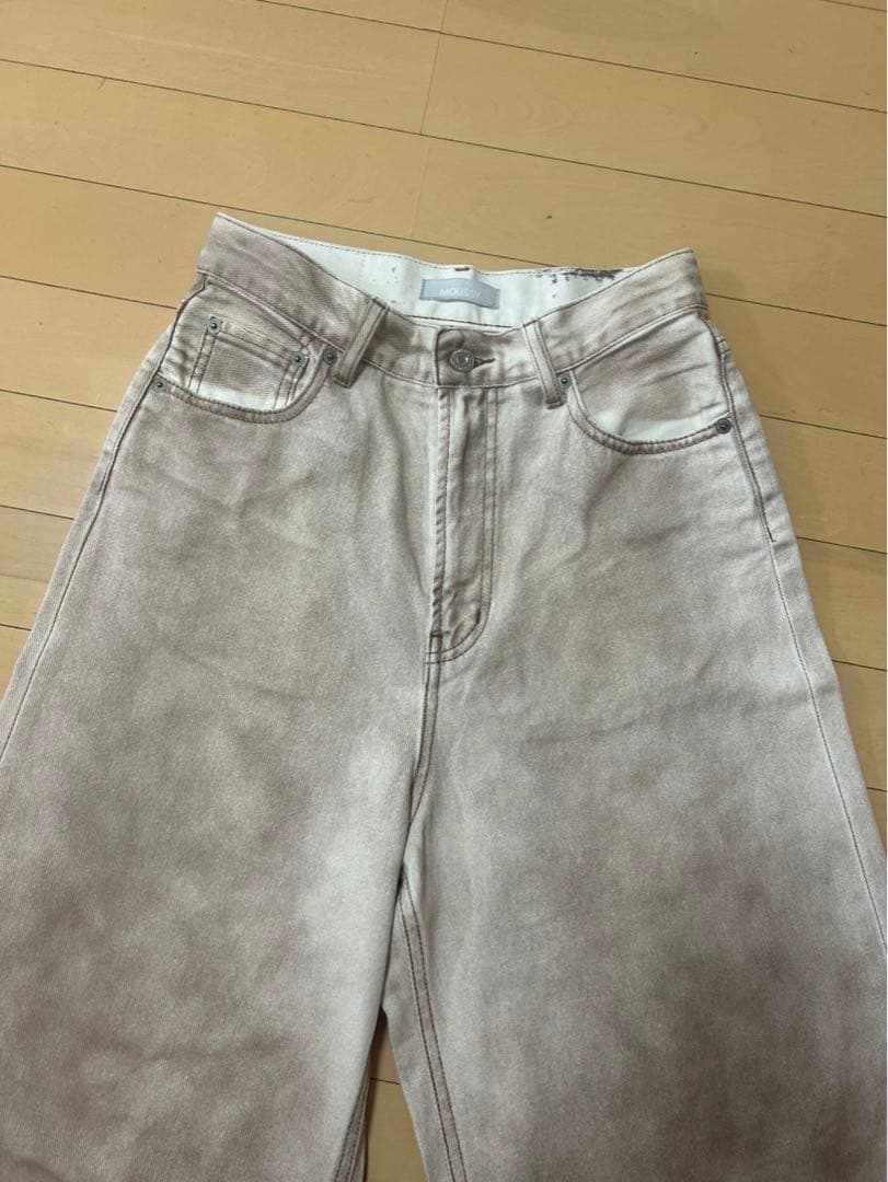 新作　moussy DIRTY COCOON BAGGY ピンク　0 デニム