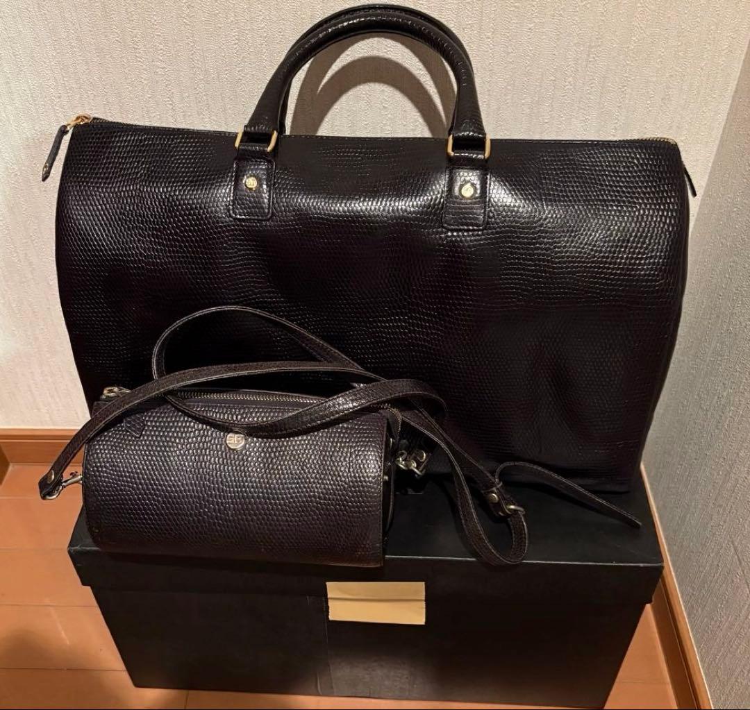 ソニアリキエル ボストンバッグ　ショルダーバッグ　セット　レザー　ブラック