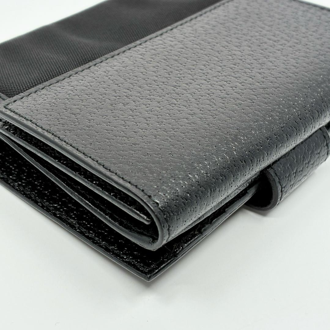 極美品 GUCCI グッチ レザー 二つ折り財布 黒 ブラック A1349A6