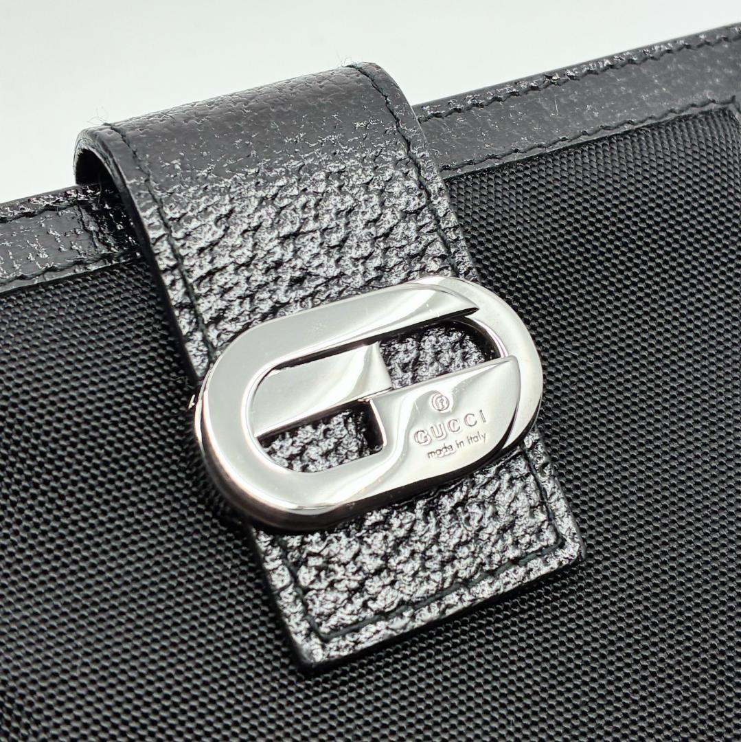 極美品 GUCCI グッチ レザー 二つ折り財布 黒 ブラック A1349A6