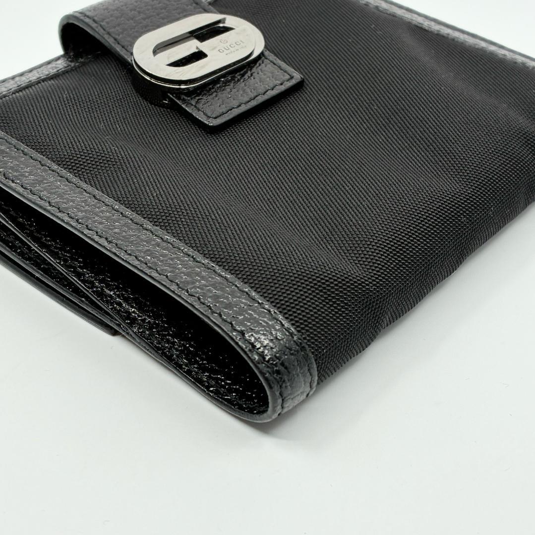 極美品 GUCCI グッチ レザー 二つ折り財布 黒 ブラック A1349A6