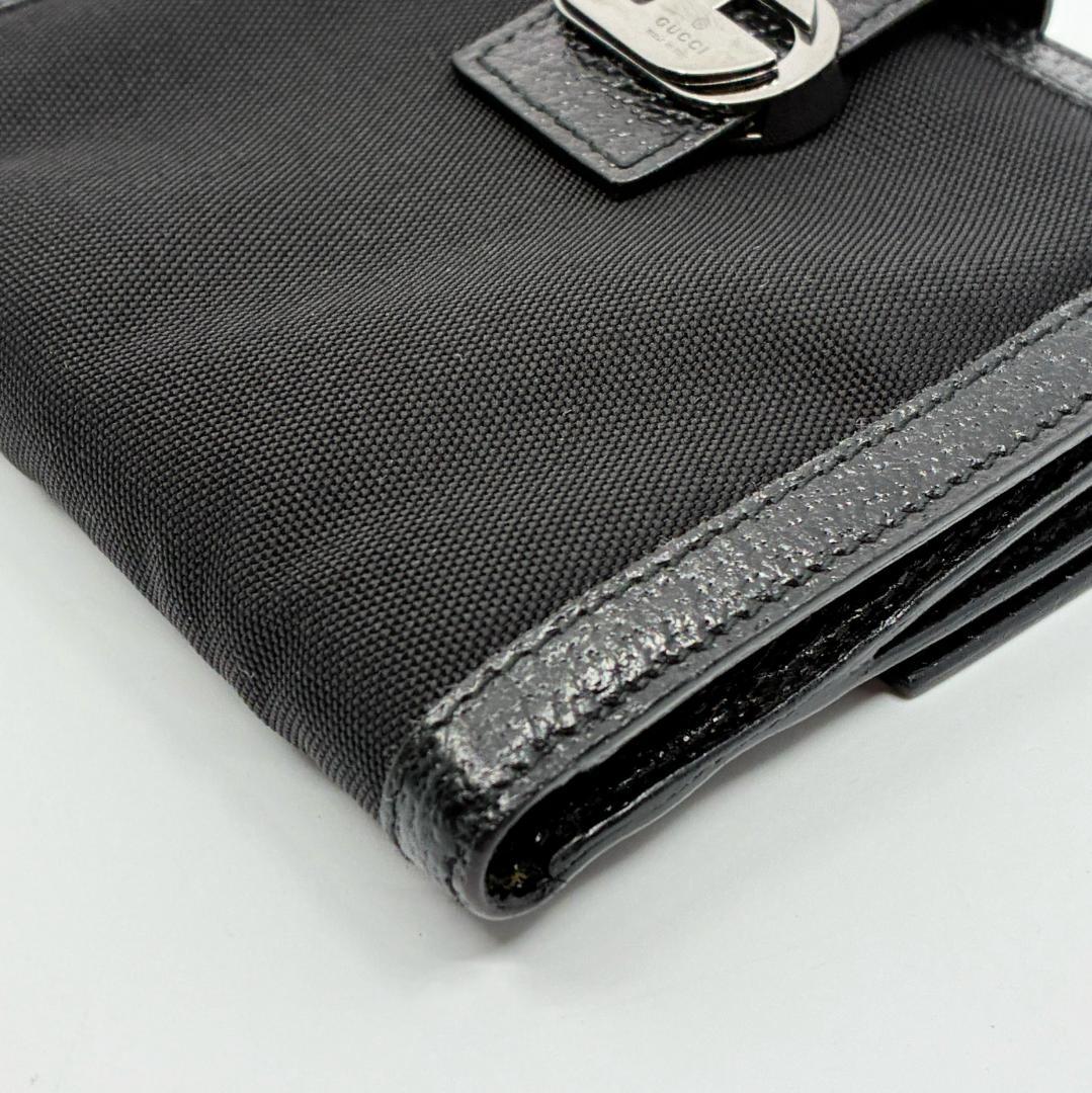 極美品 GUCCI グッチ レザー 二つ折り財布 黒 ブラック A1349A6