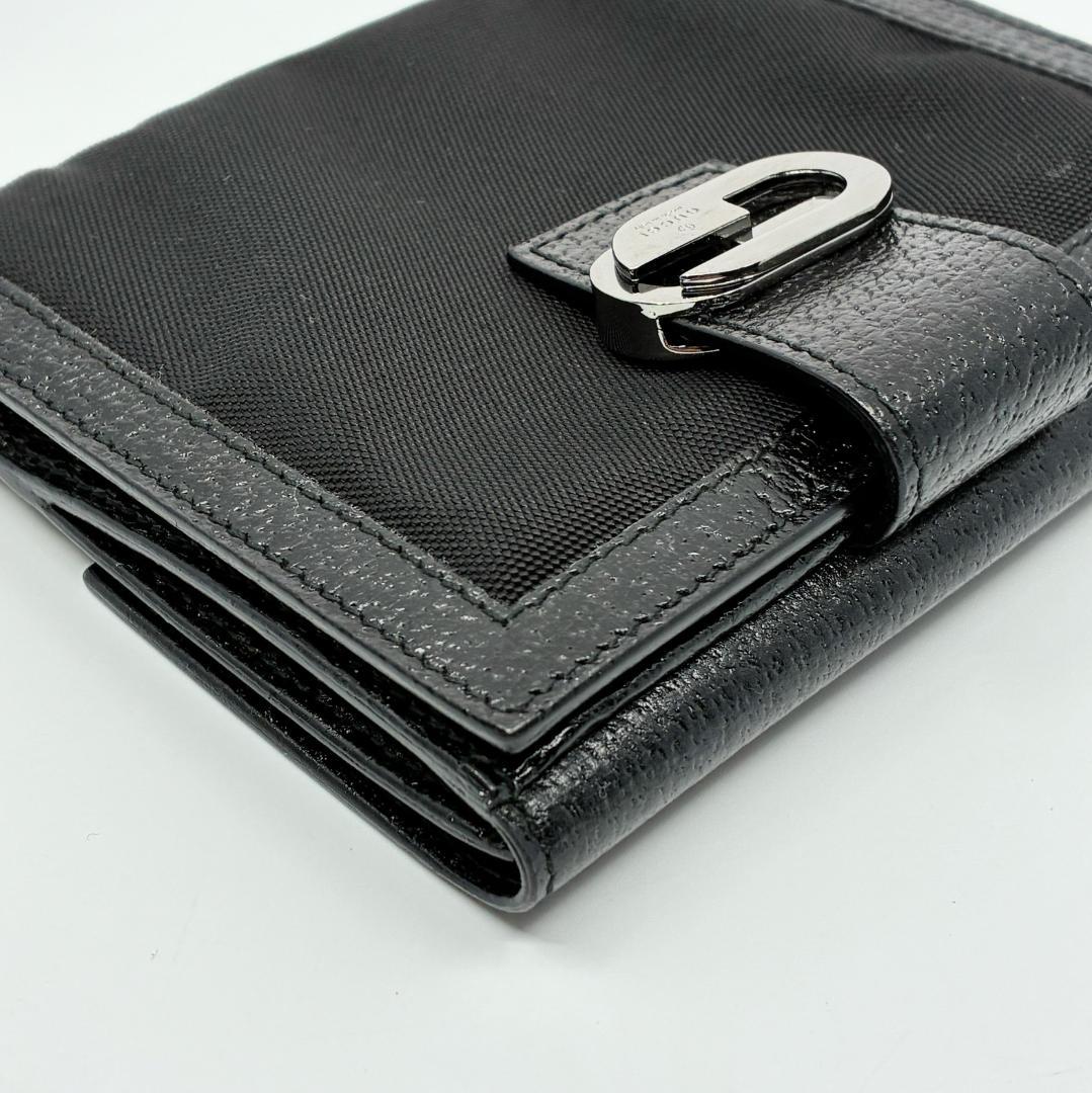 極美品 GUCCI グッチ レザー 二つ折り財布 黒 ブラック A1349A6