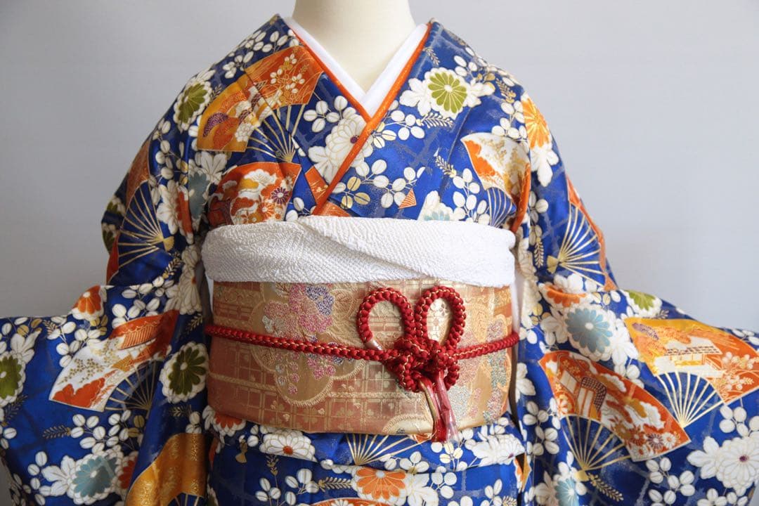 振袖フルセット 青 白 駒刺繍 金彩 正絹 成人式 前撮り
