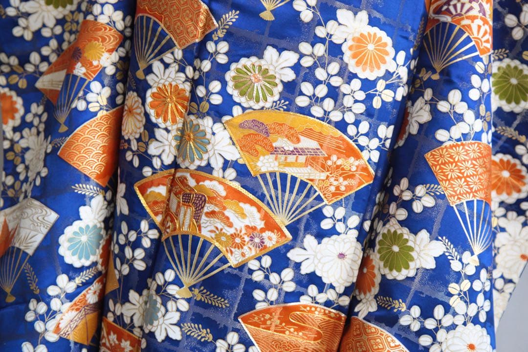 振袖フルセット 青 白 駒刺繍 金彩 正絹 成人式 前撮り