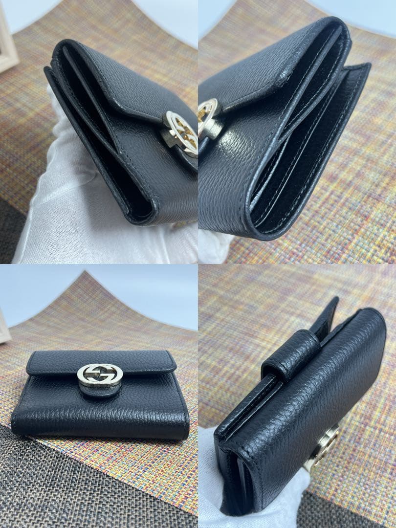 ✨ほぼ未使用✨GUCCI グッチ インターロッキング　二つ折り財布　ダラーカーフ