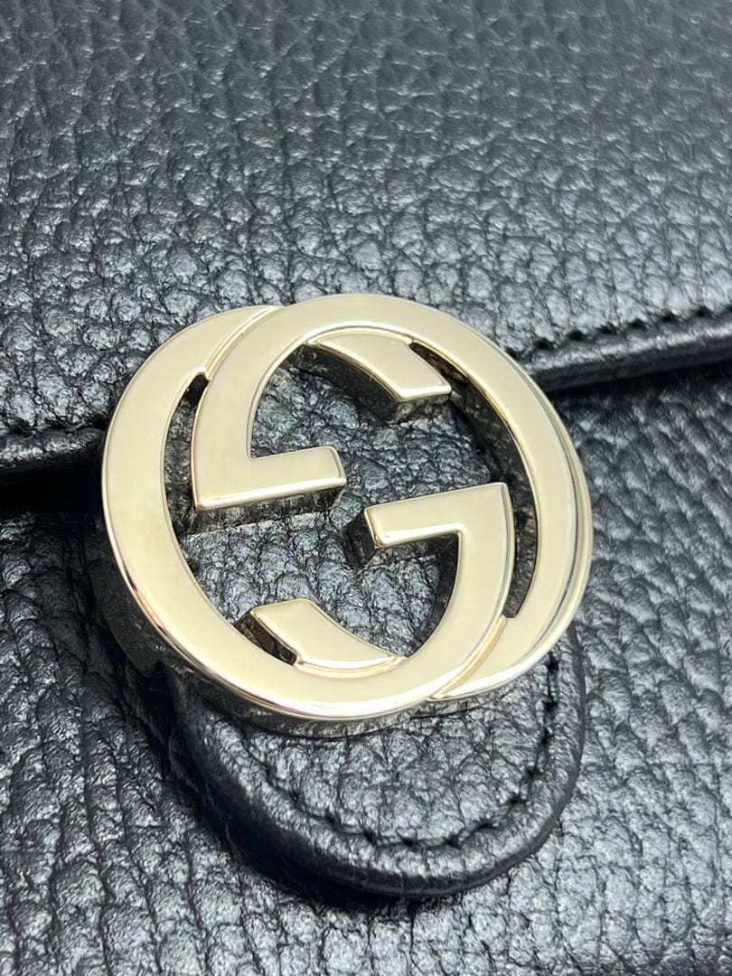 ✨ほぼ未使用✨GUCCI グッチ インターロッキング　二つ折り財布　ダラーカーフ