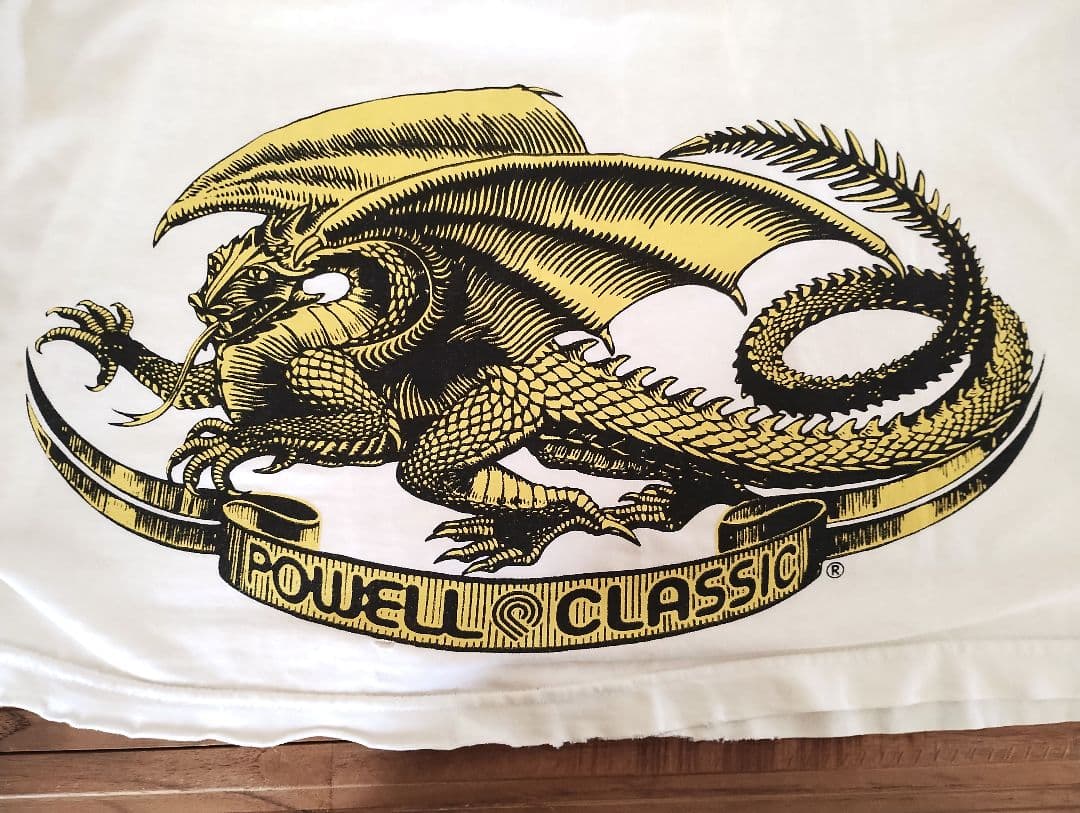 90s〜00s POWELL パウエル オーバルドラゴン 鬼フェードTシャツ