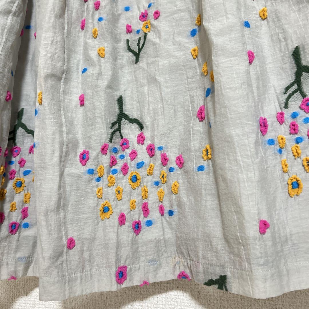 エムアンドキョウコ 佐藤繊維 刺繍 お花 コットン ロングスカート