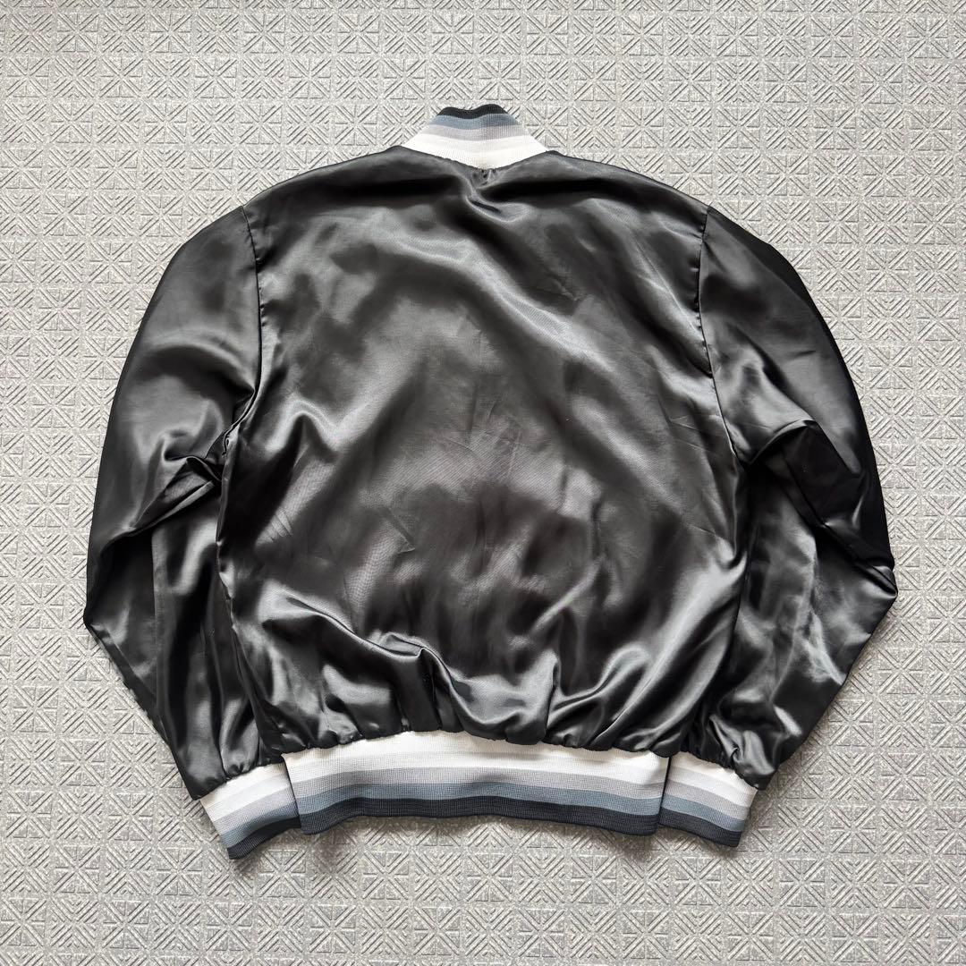 80s black nylon satin jacket サテン USA製