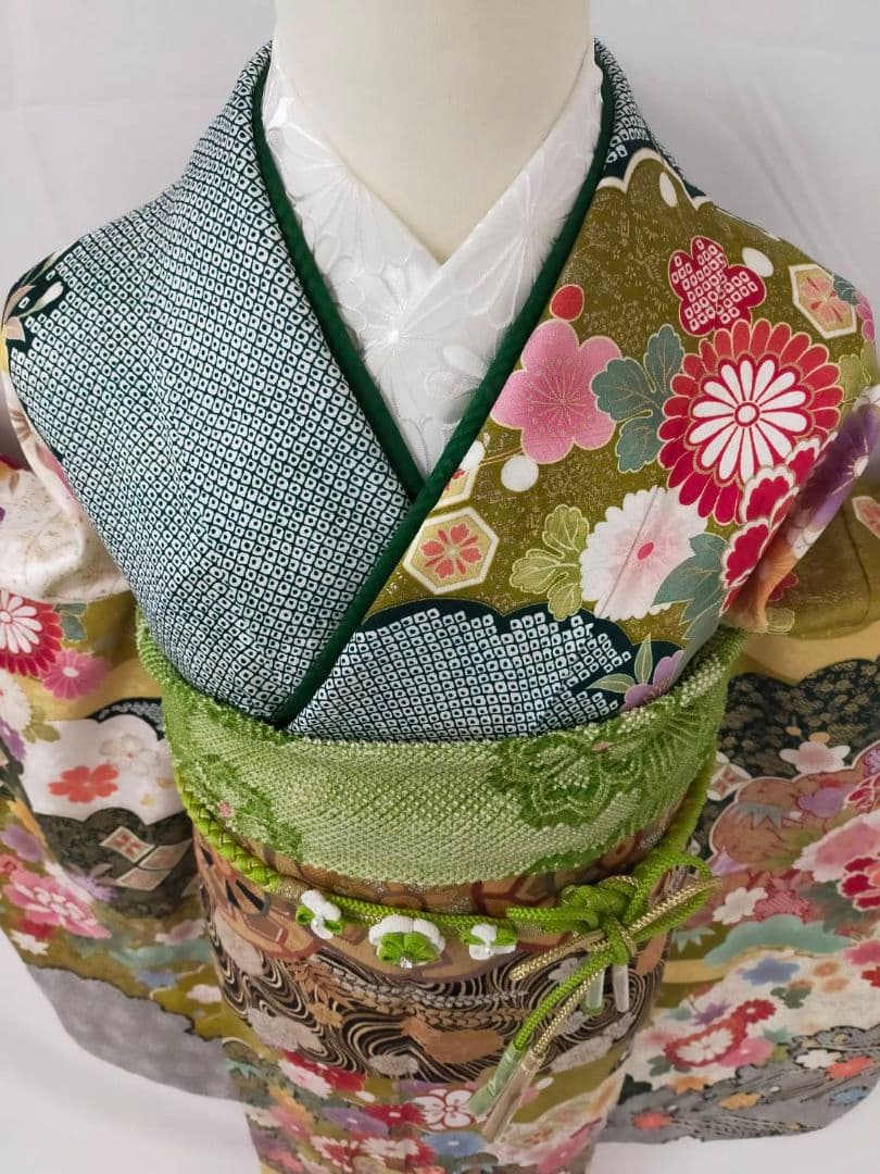 売約済み　美品　正絹京友禅振袖7点フルセット　高身長対応173cm