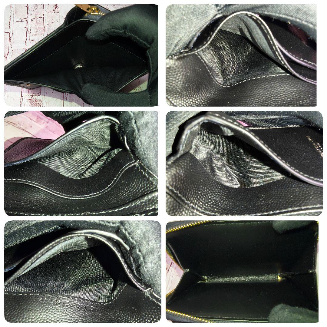 【現行／美品】サンローラン 折り財布 カサンドラ キルティングレザーYSL／黒B
