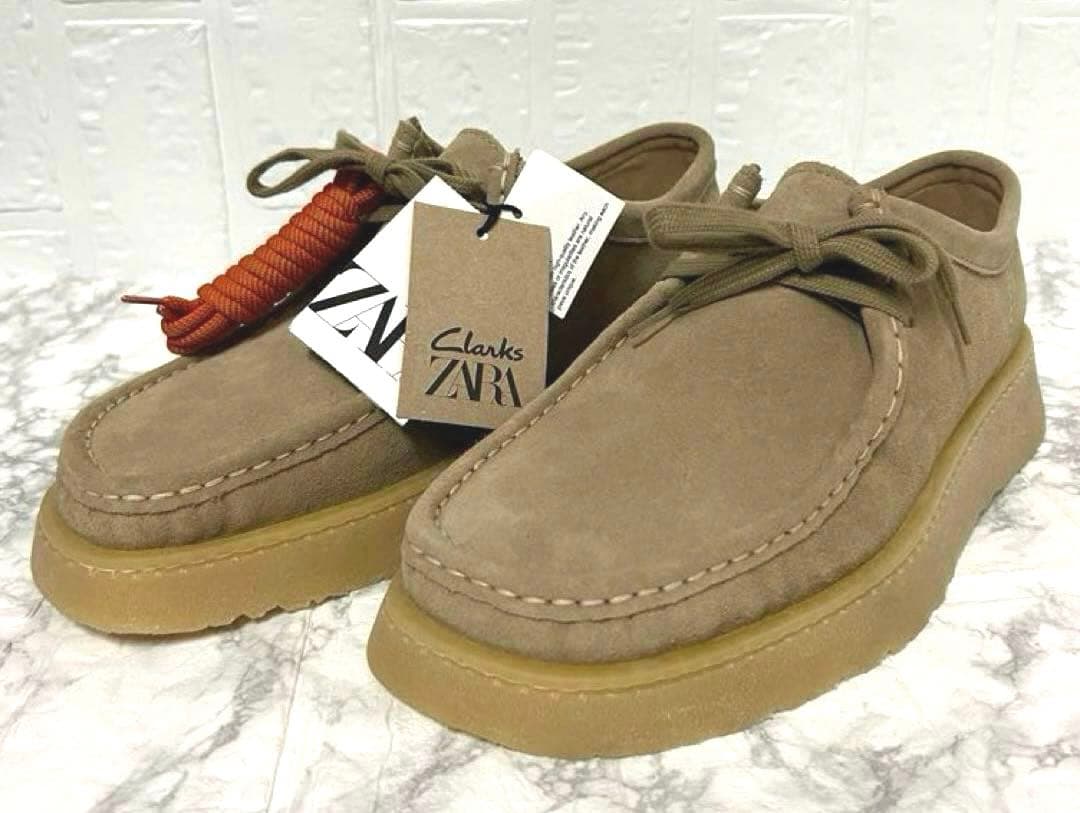 【新品未使用】ZARA Clarks ワラビー レザーシューズ チャンキーソール