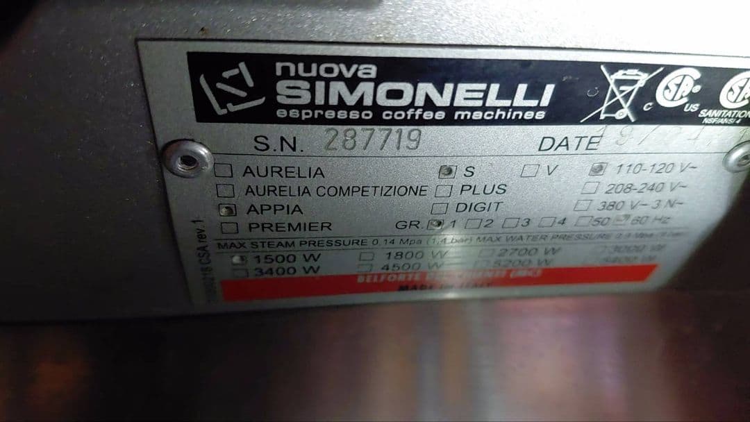 SIMONELLI Appia エスプレッソマシン