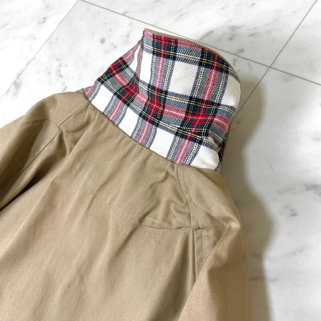 専用【美品】ミズイロインド ステンカラーコート チェック Aライン F ベージュ