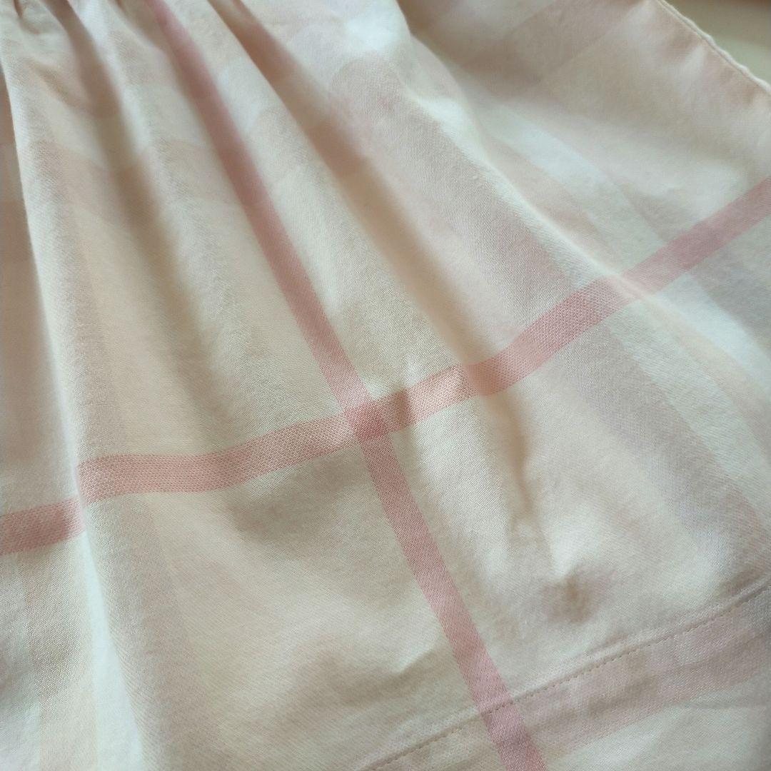 美品★12M 80cm BURBERRYバーバリー ピンクチェック長袖ワンピース