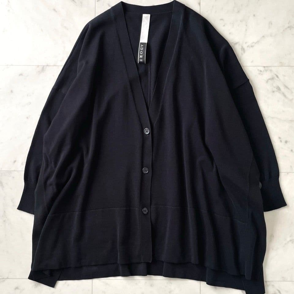 定価¥4,6万♪美品 アドーア ガスコットンビッグカーデ 38 ブラック黒 長袖