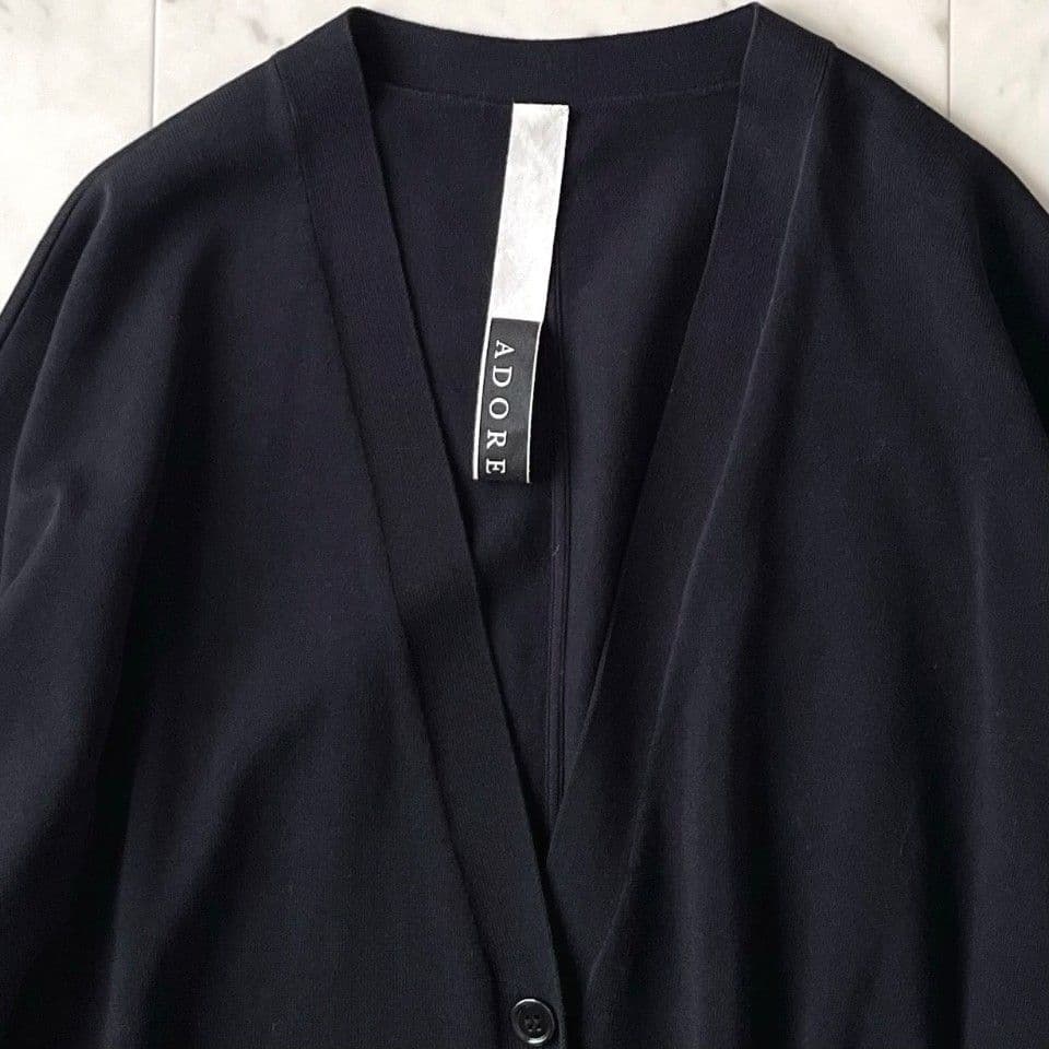 定価¥4,6万♪美品 アドーア ガスコットンビッグカーデ 38 ブラック黒 長袖