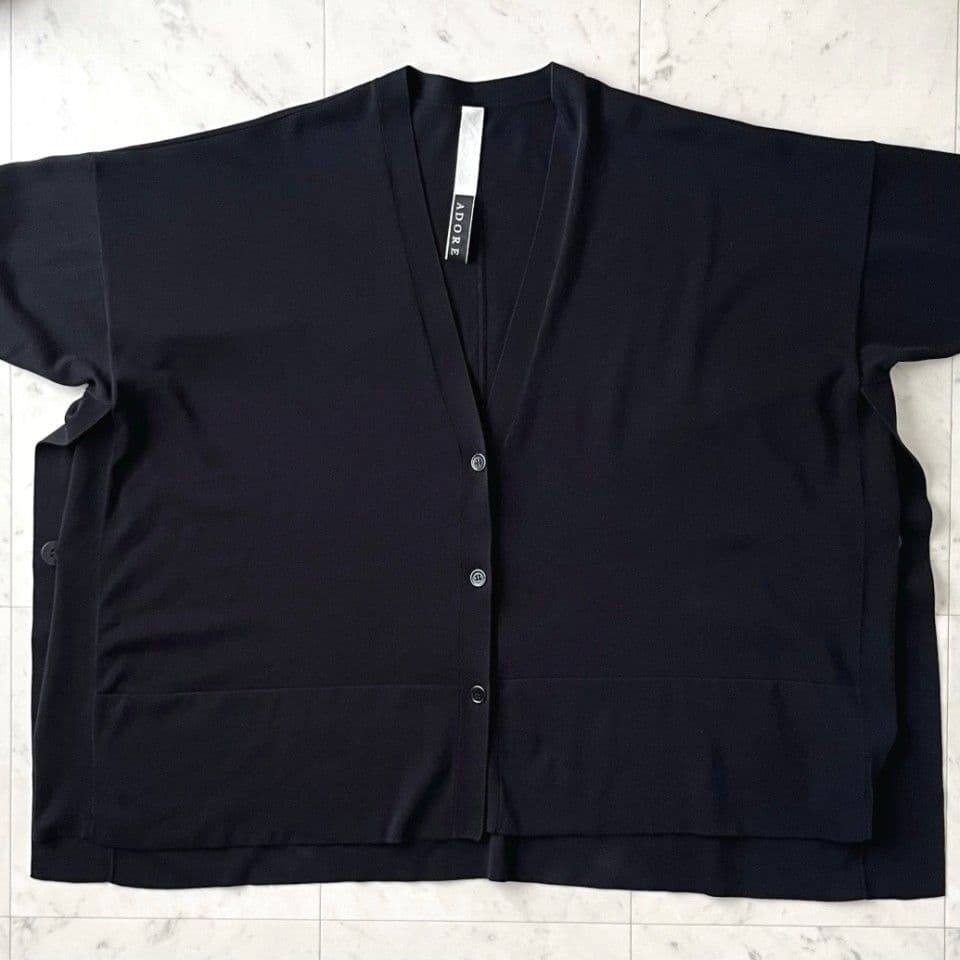 定価¥4,6万♪美品 アドーア ガスコットンビッグカーデ 38 ブラック黒 長袖