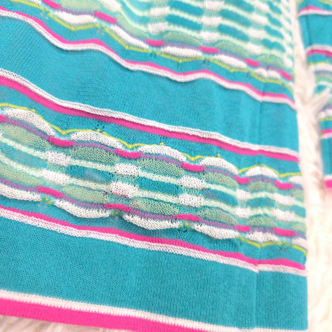 タグ付新品 MISSONI 38 カーディガン ニット ロング ターコイズ M
