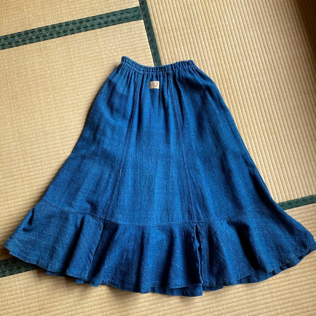 うさとの服　ロングスカート　うさと　藍色　紺