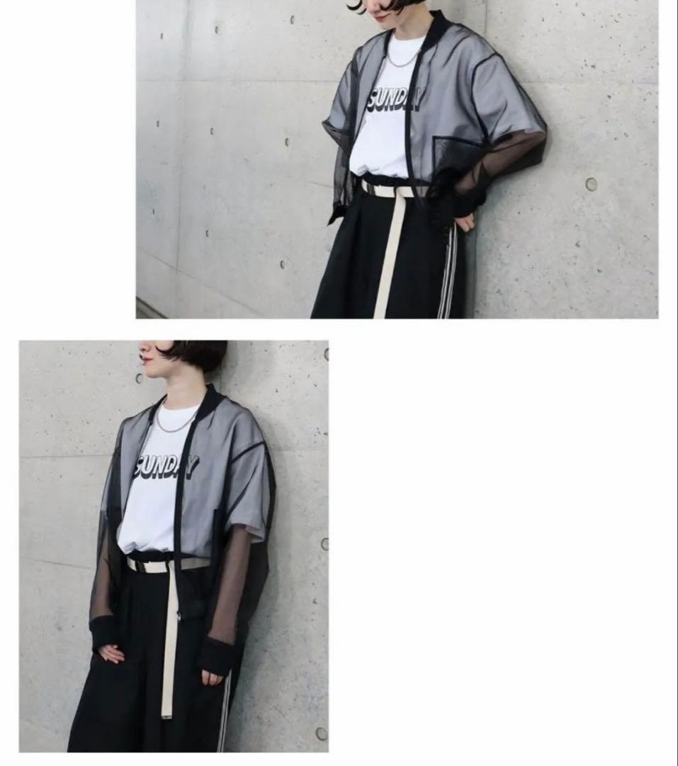 【美品】SUNDAY オーガンジーブルゾン　ステッカー付き