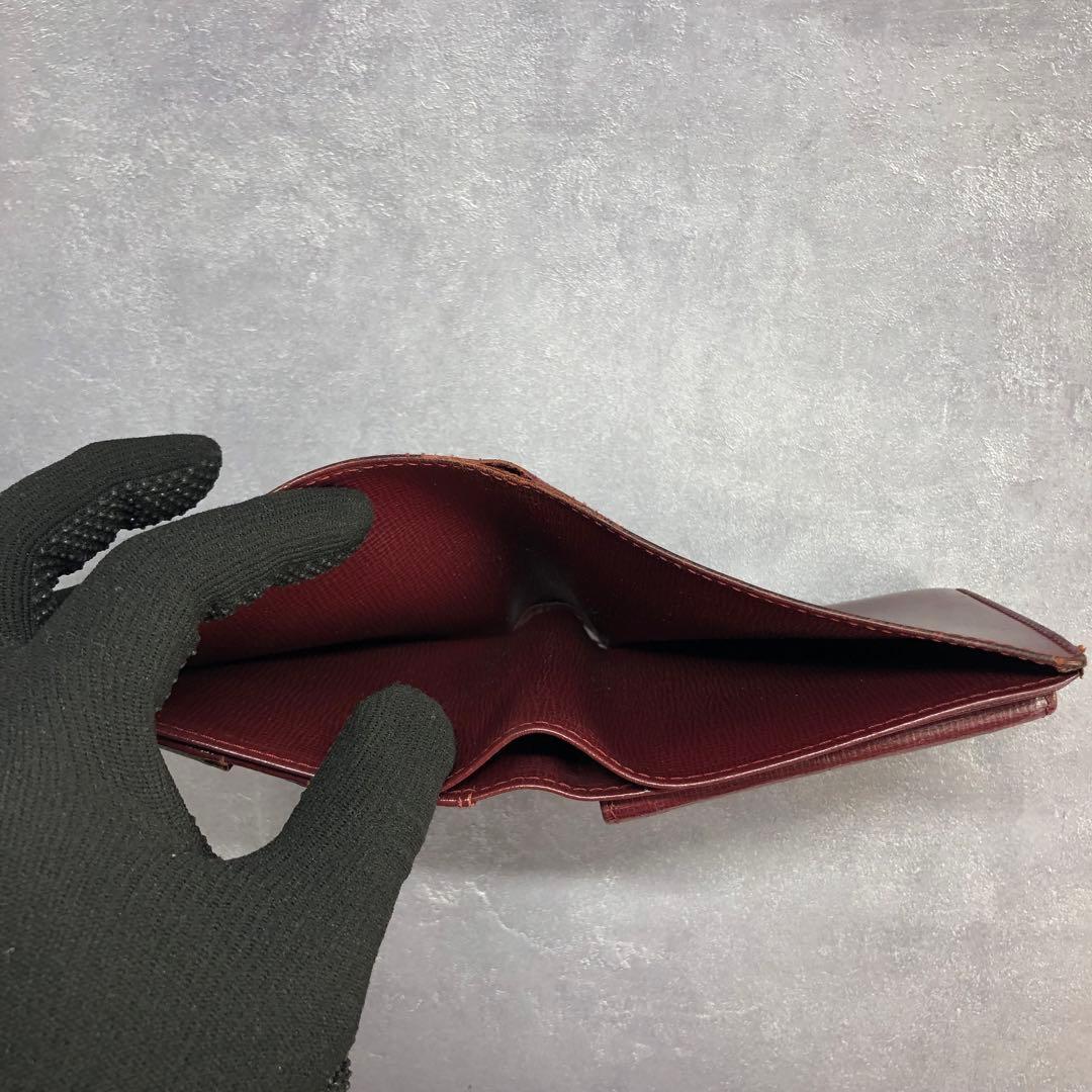 ✨️完備品✨️ カルティエ マストライン 二つ折り財布 グレインレザー ボルドー 赤