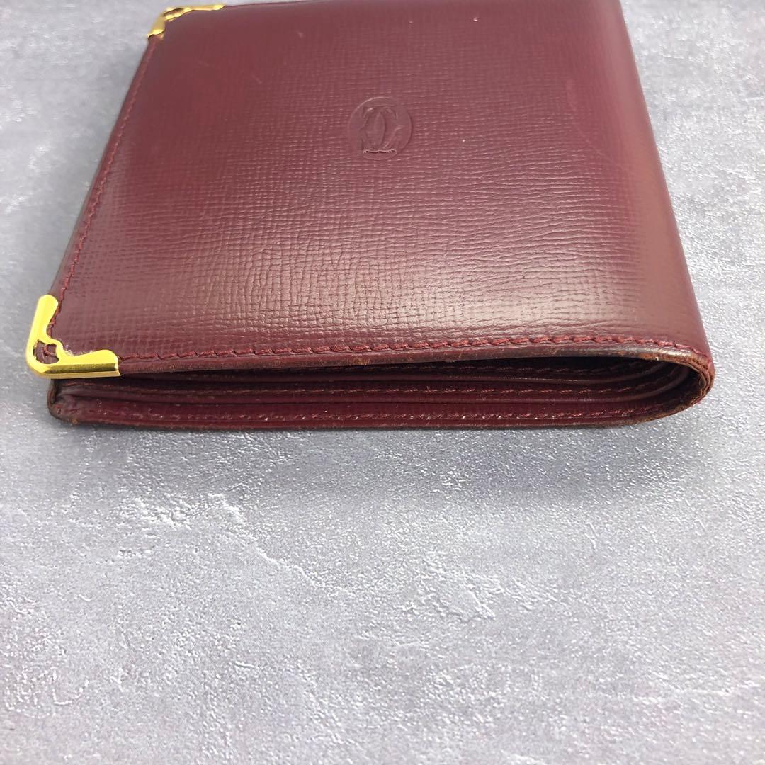 ✨️完備品✨️ カルティエ マストライン 二つ折り財布 グレインレザー ボルドー 赤