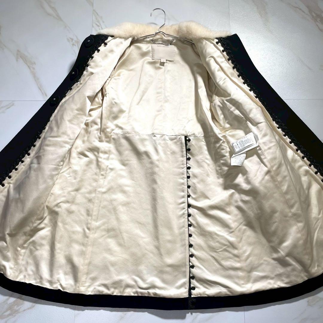 【極美品】マークジェイコブス ベロア調ミンクファーコート 装飾ボタン ブラック