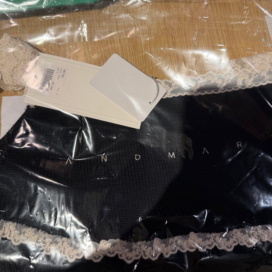 トップス ANDMARY Lil lace knit tops black
