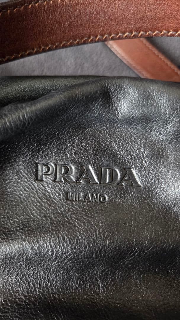 【極美品】希少PRADA プラダ アンティーク加工 レザーバッグ ボストン 正規
